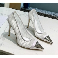 Discount Louis Vuitton Urban Twist Mesh Pump 5.5/10.5cm with Silver Cap 022546 White