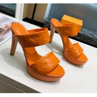 Perfect Louis Vuitton Monogram Leather Heel Sandals 10.5cm 030864 Orange 2021