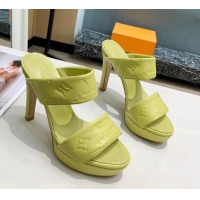 Fashion Louis Vuitton Monogram Leather Heel Sandals 10.5cm 030864 Kiwi Green 2021