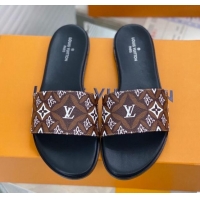 Best Design Louis Vuitton Since 1854 Lock It Flat Slide Sandals 030871 Brown