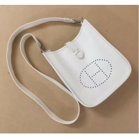 New Cheap Hermes Evelyne original togo leather mini Shoulder Bag H15698 White