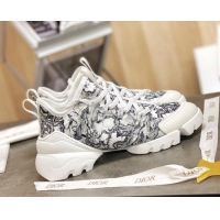 Grade Quality Dior D-Connect Sneakers in Print Technical Fabric 111050 Black/White