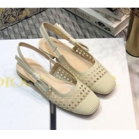 Good Quality Dior x Moi Slingback Ballerinas Flats in White Cannage Embroidered Mesh 111302