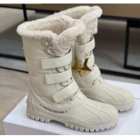 Top Design Dior D-Major Calfskin Wool Medium High Boots White 120214