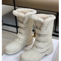 Top Design Dior D-Major Calfskin Wool Medium High Boots White 120214