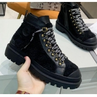 New Fashion Dior Shearling Wool Short Boot with Lettering Lace Camel 120269 Black