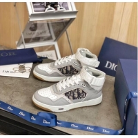 Trendy Design Dior B27 High-Top Sneakers in Grey Calfskin and Black Oblique Jacquard 120341