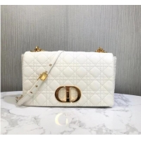 Super Quality LARGE DIOR CARO BAG Soft Cannage Calfskin M9243U White