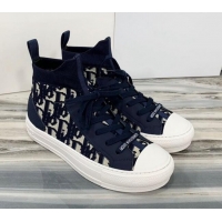 Purchase Dior Walk'n'Dior High Top Sneakers in Navy Blue Oblique Knit 121810