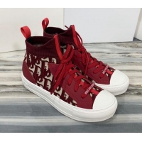 New Design Dior Walk'n'Dior High Top Sneakers in Red Oblique Knit 121816