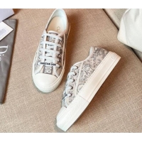 New Style Dior Walk'n'Dior Sneakers in Grey Toile de Jouy Embroidered Cotton 121901