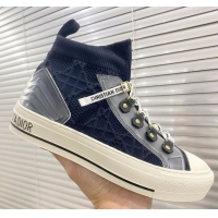 Top Design Dior Walk'n'Dior High-top Sneakers in Navy Blue Knit with Cannage Embroidery 121904