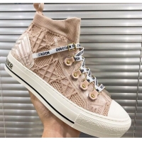 Top Quality Dior Walk'n'Dior High-top Sneakers in Nude Knit with Cannage Embroidery 121907