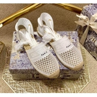 Top Quality Dior Granville Espadrilles with Laces in White Mesh Embroidery 122230