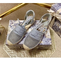 Good Quality Dior Granville Espadrilles with Laces in Grey Mesh Embroidery 122232