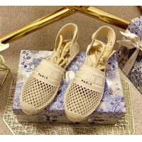 Best Design Dior Granville Espadrilles with Laces in Beige Mesh Embroidery 122233