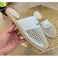 Most Popular Dior Granville Espadrille Mules in White Mesh Embroidery 122235