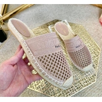 Super Quality Dior Granville Espadrille Mules in Nude Mesh Embroidery 122238