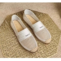 Top Quality Dior Granville Flat Espadrille Mules in White Mesh Embroidery 122241