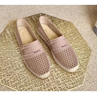 Top Design Dior Granville Flat Espadrille Mules in Nude Mesh Embroidery 122241