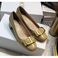 Grade Design Dior Shiny Calfskin Pumps with CD Bow 122248 Yellow