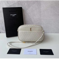 Top Quality SAINT LAURENT VICTOIRE CAMERA BAG IN QUILTED LAMBSKIN 6489901 BLANC VINTAGE