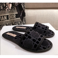 New Style Dior Homey Slipper Sandals in Black Cannage Embroidery 122333