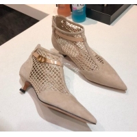 Custom Dior Suede Mesh Pumps 4cm 011153 Beige