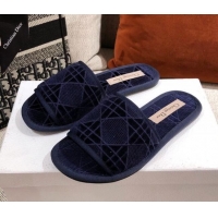 Best Design Dior Homey Slipper Sandals in Navy Blue Cannage Embroidery 011167