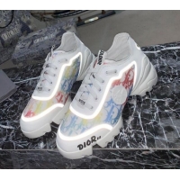 Stylish Dior D-Connect Sneakers in Oblique and Luminous Fabric MultiColor 012556