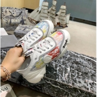 Stylish Dior D-Connect Sneakers in Oblique and Luminous Fabric MultiColor 012556