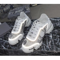 Top Quality Dior D-Connect Sneakers in Print and Luminous Fabric Grey 012557