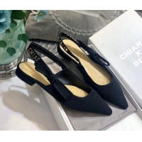 Best Price Dior J'Adior Slingback Ballerina Flat With Metal Charm Black 126982