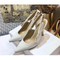 Top Quality Dior J'Adior Slingback Pump With Metal Charm and 9.5cm Heel White 126984