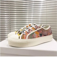 Well Crafted Dior Walk'n'Dior Sneakers in Lights Embroidered Cotton Green/Pink 0126128