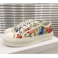 Best Design Dior Walk'n'Dior Sneakers in Multicolor Cotton with Dior Hibiscus Embroidery 012710