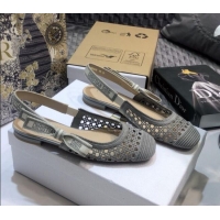 Good Product Dior x Moi Slingback Ballerinas Flats in Grey Cannage Embroidered Mesh 012728