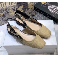 Best Luxury Dior x Moi Slingback Ballerinas Flats in Cotton Canvas Beige 012730