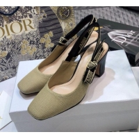 Good Quality Dior x Moi Slingback Pumps in Cotton Canvas Beige 012730