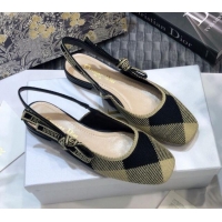 Top Quality Dior J'Adior x Moi Slingback Ballerinas Flats in Check Fabric Black/Beige 012730