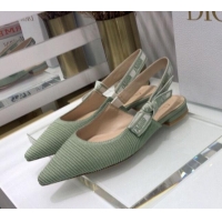 Super Quality Dior J'Adior Slingback Ballerina Flat in Green Cotton Ribbon 022503