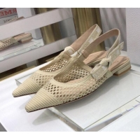 Good Product Dior J'Adior Slingback Ballerina Flat in Cream White Mesh Embroidery 022509