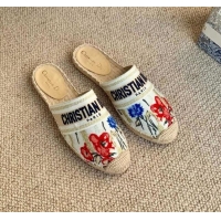 Affordable Price Granville Espadrille Mules in Multicolor Cotton with Hibiscus Embroidery 022604