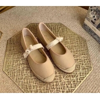 Well Crafted Dior J'Adior Espadrilles in Nude Cotton Ribbon with Bow 022607