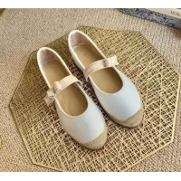 Best Quality Dior J'Adior Espadrilles in White Cotton Ribbon with Bow 022609