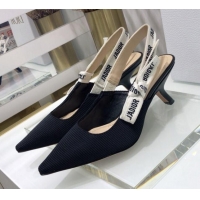 Best Price Dior J'Adior Slingback Pump With 6.5cm Heel in Black Technical Fabric 022682