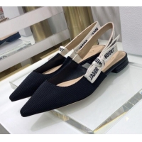 Low Price Dior J'Adior Slingback Ballerina Flat in Black Technical Fabric 022683