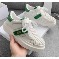 New Arrivals Dior DIOR-ID Sneakers in White and Green Calfskin 031101