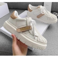 Super Quality Dior DIOR-ID Sneakers in White and Nude Calfskin 031102