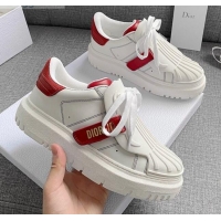 Low Cost Dior DIOR-ID Sneakers in White and Red Calfskin 031103